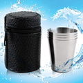4 in 1 Outdoor Mini Stainless Steel Cup Hiking Camping Travel Portable Drinking Water Cup Set Leather Cup Color:30ML Cookware Set Cookware Picnic Boiler Cookware