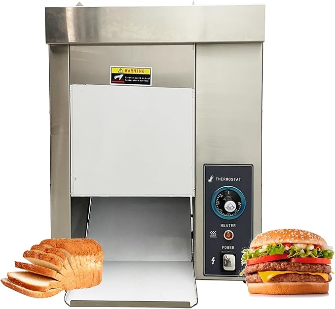 110V Vertical Hamburger Toaster Machine Adjustable Temperature and Thickness Burger Bun Toaster for Burger Joints Cafes 2000W