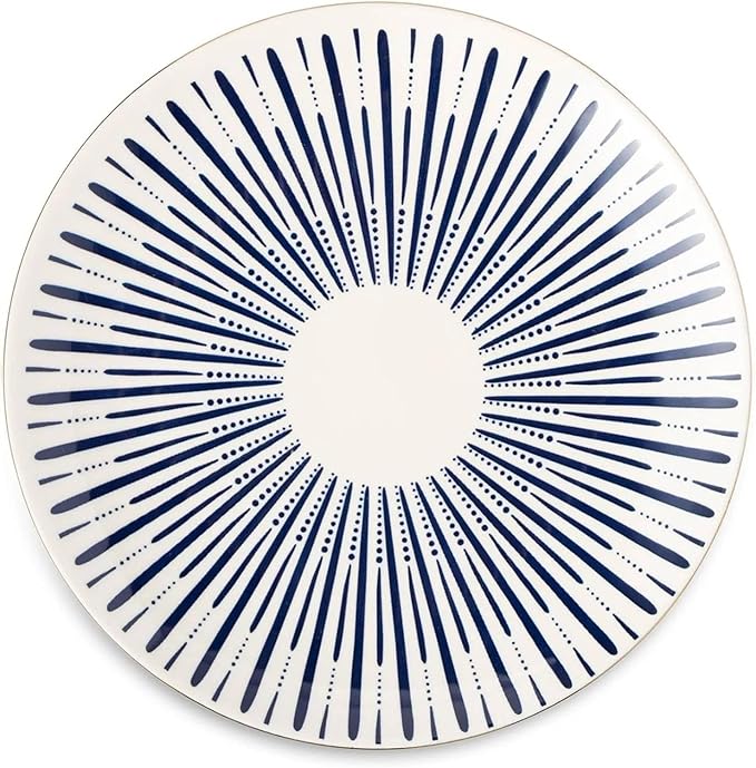 Blue and White 12-Piece Ceramic Dinnerware Set 4 dinner plates 4 salad plates and 4 bowls Dishwasher &amp Microwave Safe