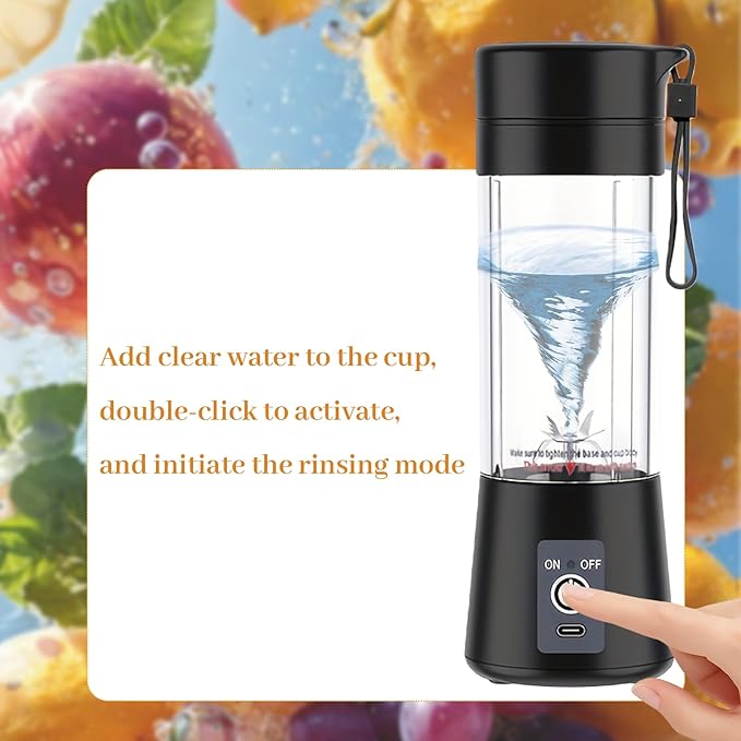 Portable juice Blender - 400mL USB Rechargeable Personal Smoothie Maker with 22000 RPM 304 Stainless Steel Blades Quiet Operation and Self-Cleaning Function