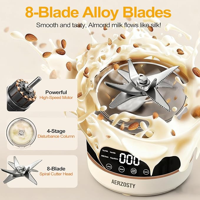 10 in 1 Nut Milk Maker Machine 40oz/1.0L Soy Milk Maker with Auto Clean/24H Delay/Keep Warm/Boil Water Almond Milk Maker for Homemade Oat Juice Milk Shakes Plant Based and Dairy Free Beverages