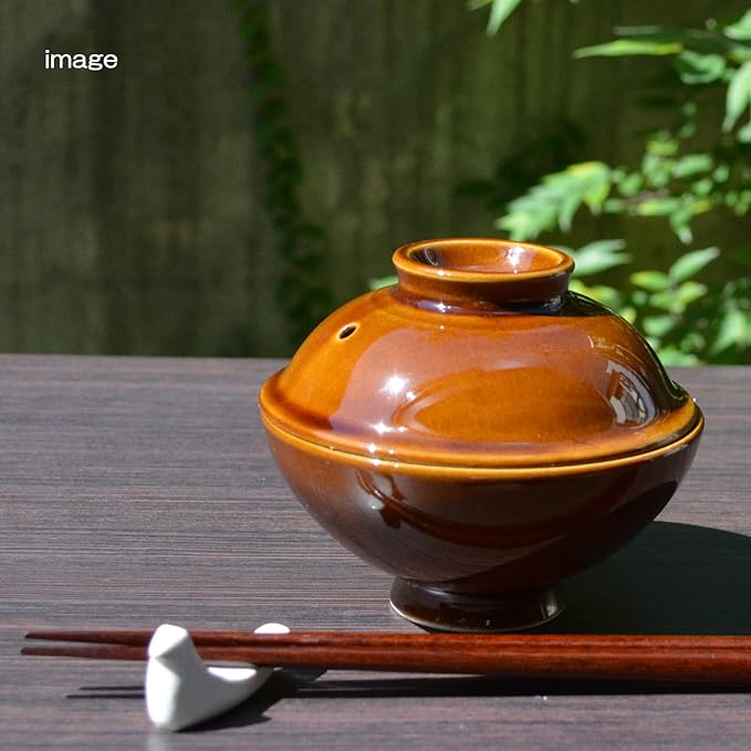 Tsukamoto KM-1 Mashiko Ware Rice Earthenware Pot 1 Go Brown 5.5 inches (14 cm) Brown