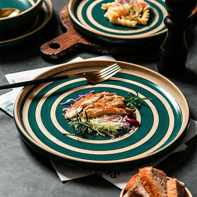 GaRcan Plates and Bowls Sets Porcelain Dinnerware Sets 16 Piece Ceramics Round Dinner Dish Sets Dinnerware Set with Dinner Plates Dessert Plates