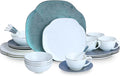 24-Piece Ceramic Porcelain Dinnerware Set for 4Bone China - Green Handmade flowers Plates &amp Bowls | Heavy Duty Chip &amp Scratch Resistant | Gourmet Oven &amp Dishwasher Safe