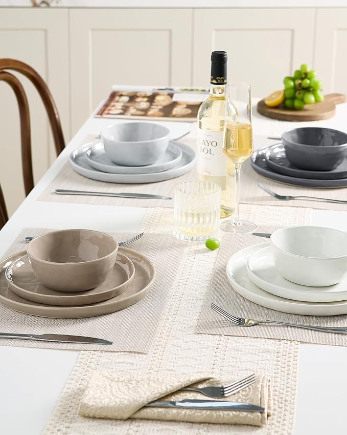 Famiware Mars Plates and Bowls Set 12 Pieces Dinnerware Sets Dishes Set for 4 Multi-color