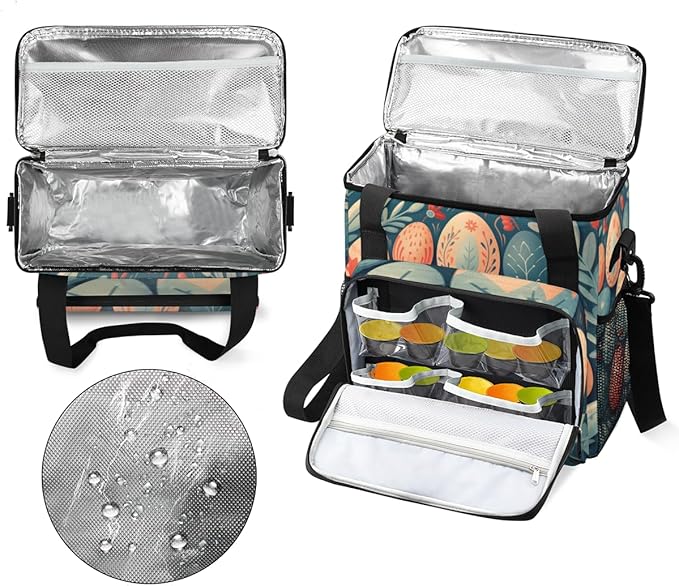 Boho Floral Coffee Maker Carrying Bag Easter Egg Travel Storage Bag Compatible with K-Mini or K-Mini Plus Single Serve Coffee Brewer Carrying Case with Multiple Pockets &amp Shoulder Strap