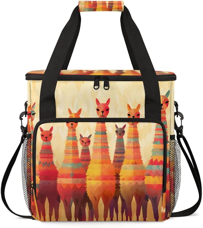 Alpaca Coffee Maker Carrying Bag Aztec Alpaca Portable Travel Storage Tote Bag Compatible with K-Mini or K-Mini Plus Single Serve Coffee Brewer Carrying Case with Multiple Pockets &amp Shoulder Str
