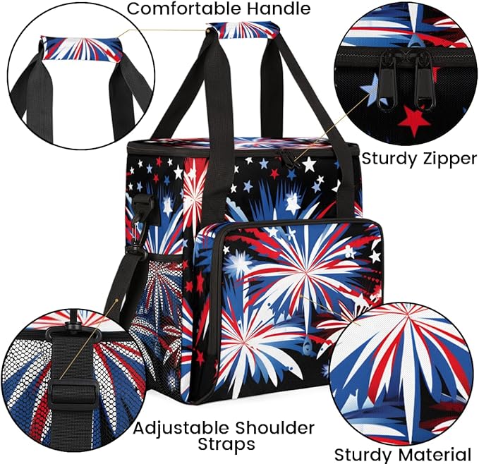 4th of JulySparklers Coffee Maker Carrying Bag Portable Travel Storage Tote Bag Compatible with K-Mini or K-Mini Plus Single Serve Coffee Brewer Carrying Case with Multiple Pockets &amp Shoulder S