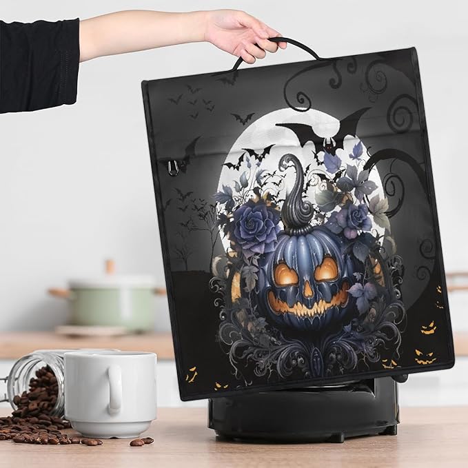 cfpolar Kitchen Aid Mixer Cover Compatible with 6-8 Quarts Halloween Pumpkin Flowers Bats Stand Mixer Cover Kitchen Aid Mixers Accessories Appliance Organizer Bag Dust Covers with Zipper Pocket