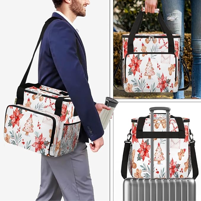 Christmas (720) Coffee Maker Carring Bag Travel Carrying Storage Tote Bag Compatible with Keurig K-Mini or K-Mini Plus Portable Single Serve Coffee Brewer Case with Pockets for K-cup Pods