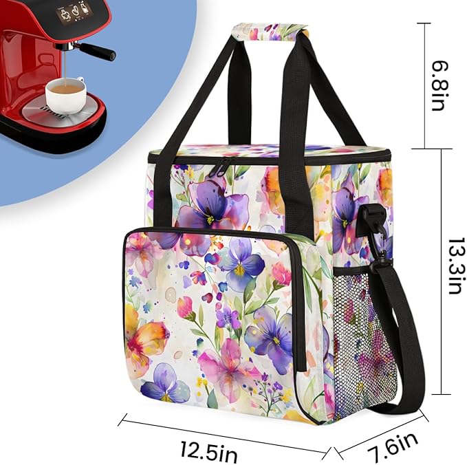 Tender Flower Coffee Maker Carrying Bag Portable Travel Storage Tote Bag Compatible with K-Mini or K-Mini Plus Single Serve Coffee Brewer Carrying Case with Multiple Pockets &amp Shoulder Strap
