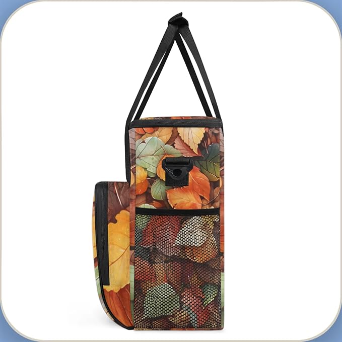 Falling Leaves Coffee Maker Travel Bag for Keurig K-Mini/K-Mini Plus Insulated Waterproof Tote with Pockets for K-Cup Portable Single-Serve Brewer Case