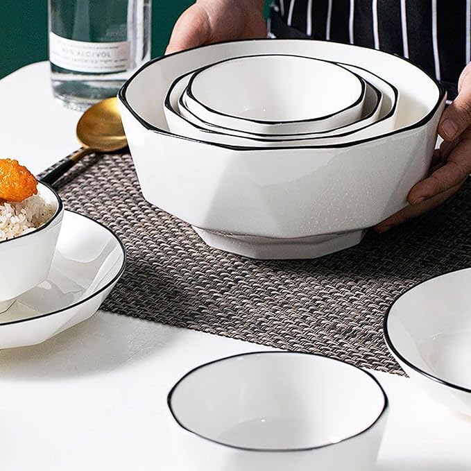 Reusable Dinnerware Sets for 6 Stackable Plates Bowls Set Modern Style Kitchen Dinner Set Dishwasher &amp Microwave Safe Dish Sets Smooth Surface and Easy to Clean 18/24/26 Pieces(18 Pieces)