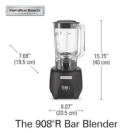 Hamilton Beach Commercial 908R 44Oz Bar Blender 2 Speed 1 HP Black (HBB908R)