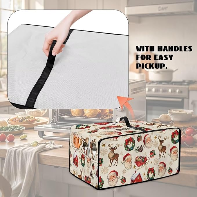 Doojoayie Cute Santa Claus Appliance Dust Cover 4 Slice Christmas Toaster Cover Small Appliance Dust Protector for Toaster Oven/Bread Making Machine/Air Fryer