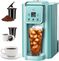 SHARDOR Single Serve Coffee Maker Hot and Iced Coffee Machine for K Cup Pods &amp Ground Coffee 6 to 14 oz Brew Sizes with 50 oz Removable Water Tank Bold Brew Setting Stainless Steel Blue