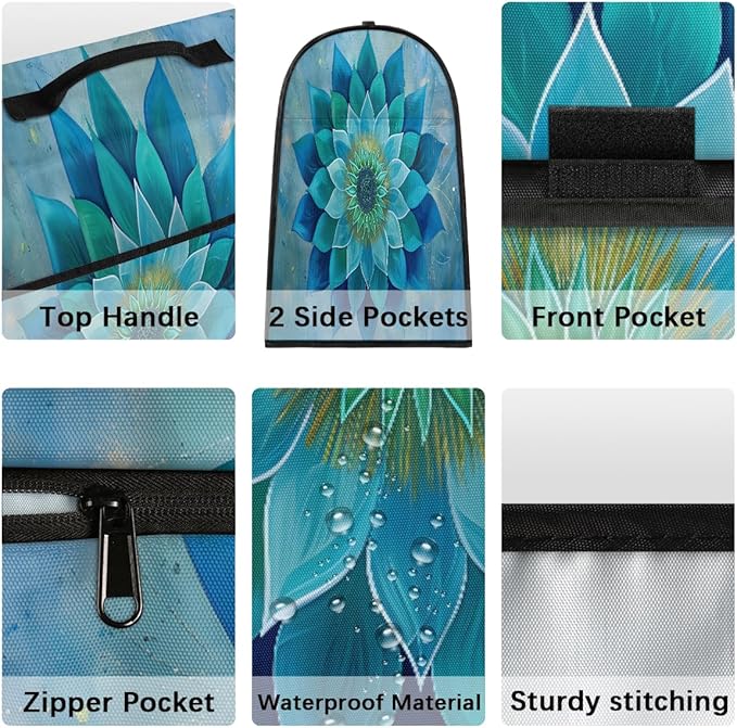 cfpolar Kitchen Aid Mixer Cover Compatible with 6-8 Quarts Turquoise Flowers Stand Mixer Cover Kitchen Aid Mixers Accessories Appliance Organizer Bag Dust Covers with Zipper Pocket