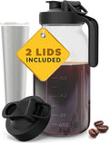 Home Hero Cold Brew Coffee Maker Glass Pitcher - Easy Mason-Style Cold Brew Jar - Smooth Iced Coffee Maker Experience - Leakproof Flip Cap &amp On-the-Go Lid for Iced Tea Pitcher - 64 Oz Black