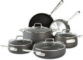 All-Clad HA1 Hard Anodized Nonstick Cookware Set 10 Piece Induction Oven Broiler Safe 500F Lid Safe 350F Pots and Pans Black