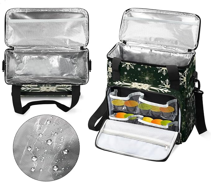 Christmas Snowflake Coffee Maker Carrying Bag Portable Travel Storage Tote Bag Compatible with K-Mini or K-Mini Plus Single Serve Coffee Brewer Carrying Case with Multiple Pockets &amp Shoulder Str