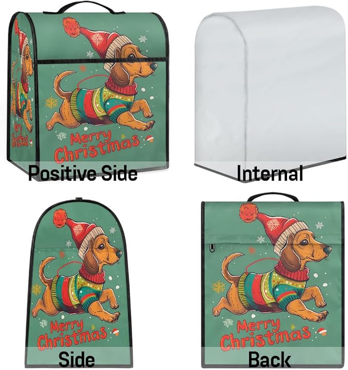 cfpolar Kitchen Aid Mixer Cover Compatible with 6-8 Quarts Christmas Hat Cute Dog Stand Mixer Cover Kitchen Aid Mixers Accessories Appliance Organizer Bag Dust Covers with Zipper Pocket
