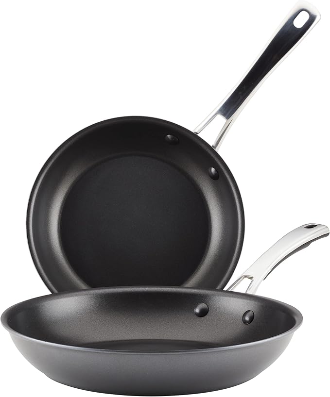 Rachael Ray Cook + Create Hard Anodized Nonstick Frying Pans/Skillet Set 9 Inch and 11.75 Inch - Black