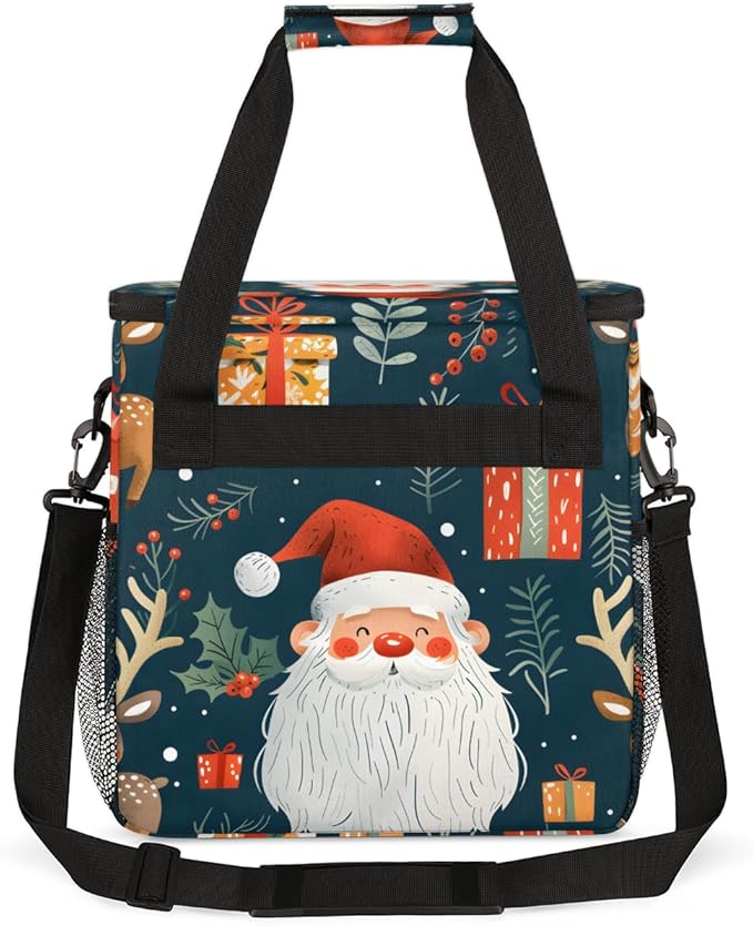 Glowing Santa Claus Coffee Maker Carrying Bag Portable Travel Storage Tote Bag Compatible with K-Mini or K-Mini Plus Single Serve Coffee Brewer Carrying Case with Multiple Pockets &amp Shoulder Str