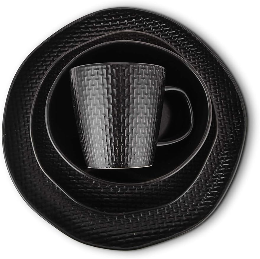 Stone Lain Abigail 16-Piece Dinnerware Set Stoneware Black