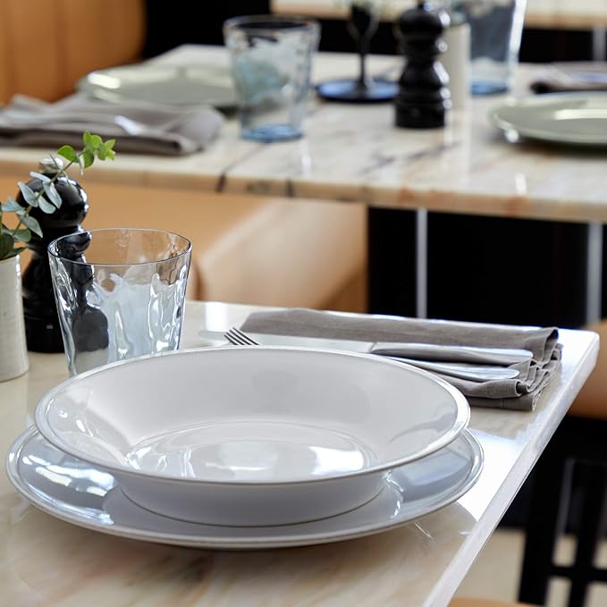 Costa Nova Ceramic Stoneware 5-Piece Place Setting Service for 1 - Friso Collection White | Microwave &amp Dishwasher Safe Dinnerware Set | Food Safe Glazing | Restaurant Quality Tableware