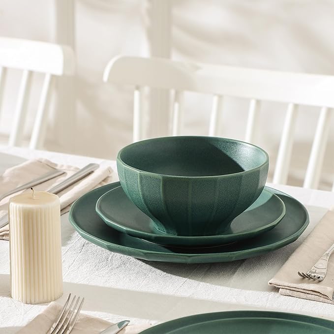 Stone Lain Rio 12-Piece Dinnerware Set Stoneware Green