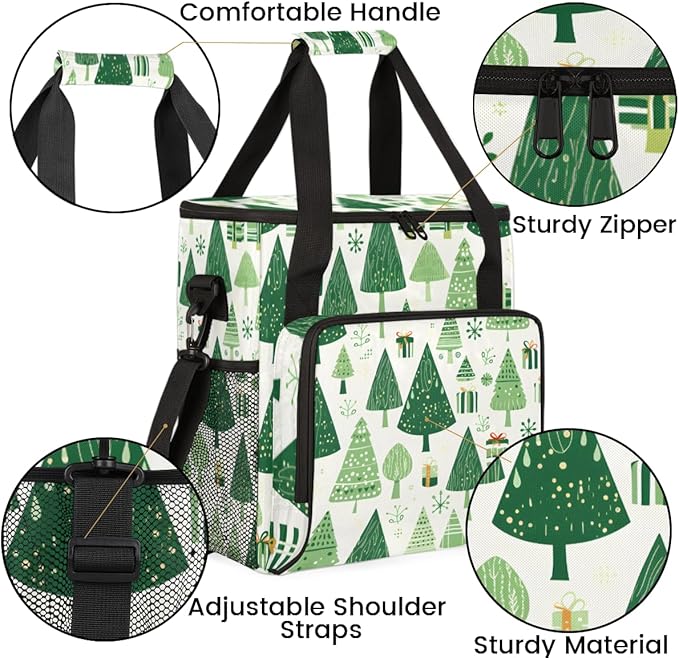 Xmas Tree Coffee Maker Carrying Bag Modern Tree Portable Travel Storage Tote Bag Compatible with K-Mini or K-Mini Plus Single Serve Coffee Brewer Carrying Case with Multiple Pockets &amp Shoulder S