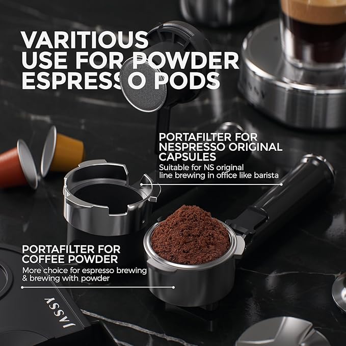 20-Bar Espresso Machine &amp Electric Milk Frother – Compatible with N Espresso Capsule &amp Coffee GroundStainless Steel