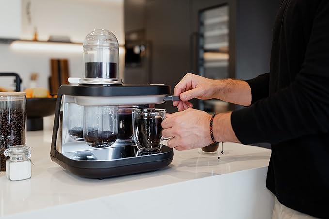Tiger Siphonysta Brewing Coffee Maker Programmable Single-Serve Siphon Coffee Machine Premium Brewer Stainless Steel-Enhanced Design Black