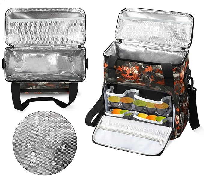 Halloween Crow Coffee Maker Carrying Bag Portable Travel Storage Tote Bag Compatible with K-Mini or K-Mini Plus Single Serve Coffee Brewer Carrying Case with Multiple Pockets &amp Shoulder Strap