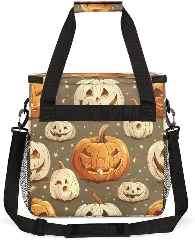Halloween Pumpkin Coffee Maker Carrying Bag Modern Pumpkin Travel Storage Bag Compatible with K-Mini or K-Mini Plus Single Serve Coffee Brewer Carrying Case with Multiple Pockets &amp Shoulder Stra