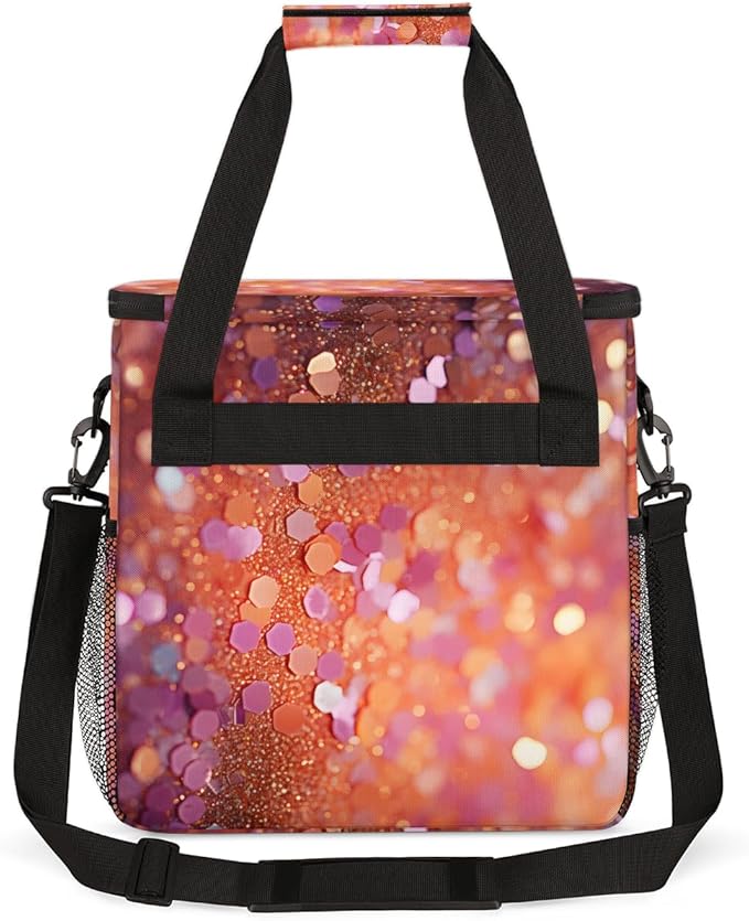 Glitter Coffee Maker Carrying Bag Rust Red Portable Travel Storage Tote Bag Compatible with K-Mini or K-Mini Plus Single Serve Coffee Brewer Carrying Case with Multiple Pockets &amp Shoulder Strap