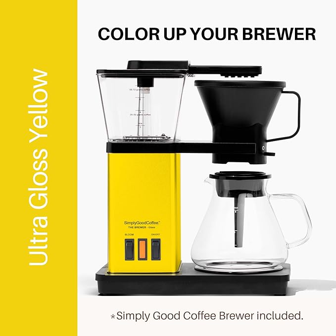 SimplyGoodCoffee Coffee Maker/Coffee Machine. 8 Cup Automatic Drip Pour Over Coffee Brewer With Vinyl Wrap Custom Kit. Easy To Use Gold Cup Standard. Ultra Gloss Yellow