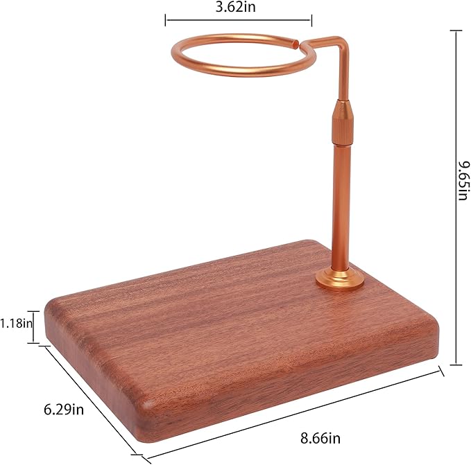 Pour Over Coffee Maker with Adjustable Stand &amp Wooden Base Dripper Stand for Manual Coffee Brewing Coffee Filter Holder Tea Strainer Stand for Home Café Restaurant Camping Golden
