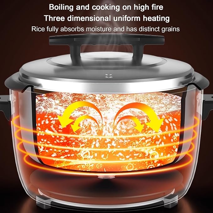Commercial Large Rice Cooker &amp Food WarmerNon-Stick Inner Pot/Auto Warmer Mode/One Touch Operation/with Measuring Cup &amp Rice Scoop Rice Cooker8L-1250W8L-1250W