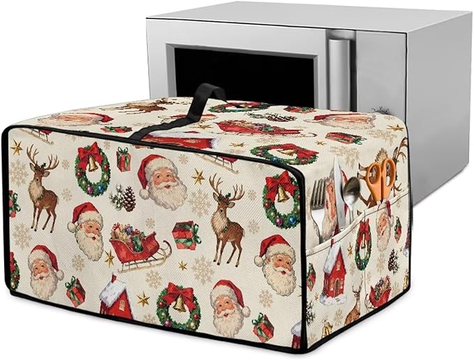 Doojoayie Cute Santa Claus Appliance Dust Cover 4 Slice Christmas Toaster Cover Small Appliance Dust Protector for Toaster Oven/Bread Making Machine/Air Fryer