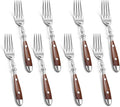 Dinner Forks 8-Pack Stainless Steel Dinner Forks 7.9 Inches with Wood Grain Bakelite Handle For Salad Noodle Dishwasher Safe