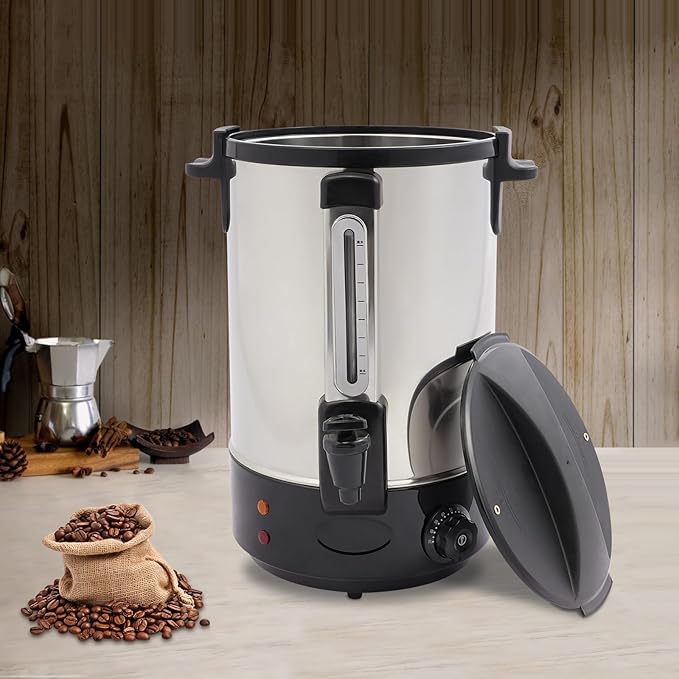 Commercial Coffee Maker 4.76 Gal 110V Stainless Steel Coffee Dispenser 1800W Hot Coffee Dispenser Adjustable Temperature Tabletop Hot Water Urn for Restaurant Office Meeting Room (Black)