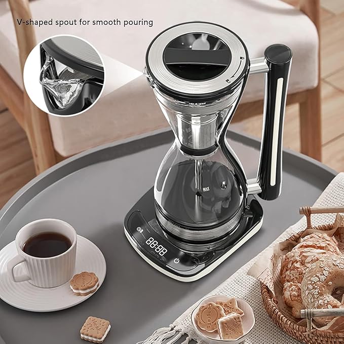 Syphon Vacuum Coffee Maker Glass Electric Siphon Pot 3 Adjustable Gears Intelligent Heat Preservation 240ml Capacity for Use At Home Coffee Shops Offices &amp Other Places