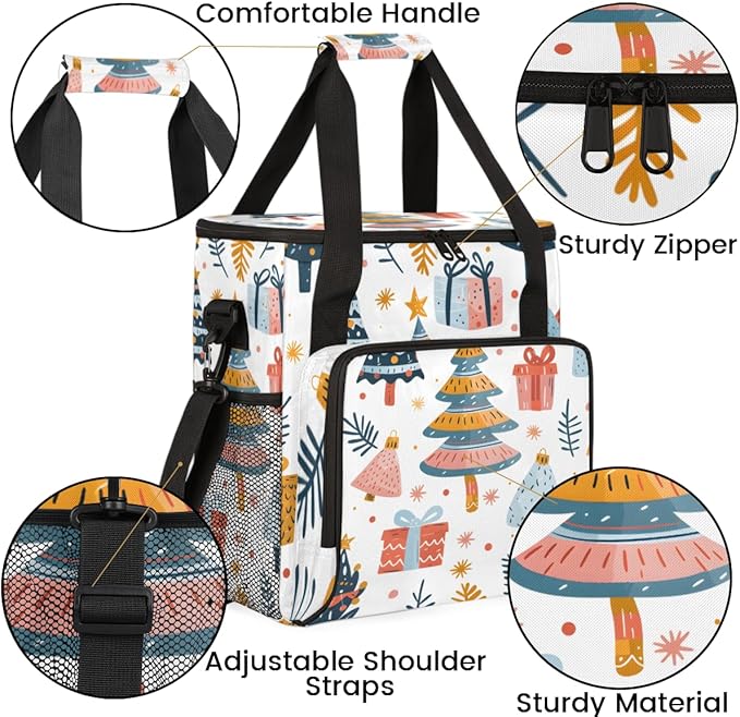 Oil Painting Tree Coffee Maker Carrying Bag Christmas Gift Travel Storage Bag Compatible with K-Mini or K-Mini Plus Single Serve Coffee Brewer Carrying Case with Multiple Pockets &amp Shoulder Stra