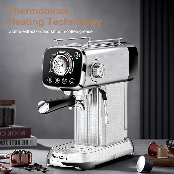 High-Pressure Coffee Maker Stainless Steel High-Pressure Espresso Machine 0.8L Water Tank Steam Control Frothy Drinks Ideal for Home Baristas Perfect for Specialty Coffee