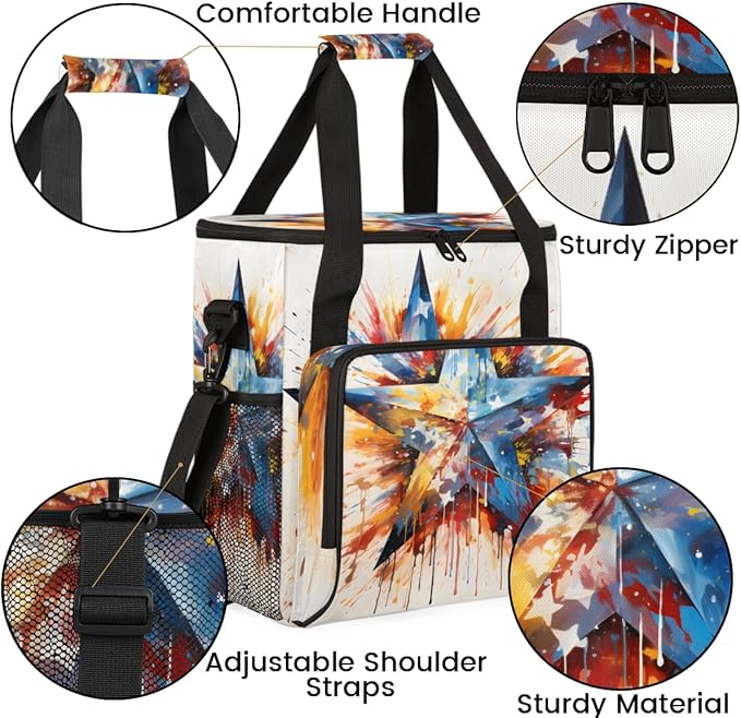 4th of JulyIlluminations Coffee Maker Carrying Bag Travel Storage Bag Compatible with K-Mini or K-Mini Plus Single Serve Coffee Brewer Carrying Case with Multiple Pockets &amp Shoulder Strap