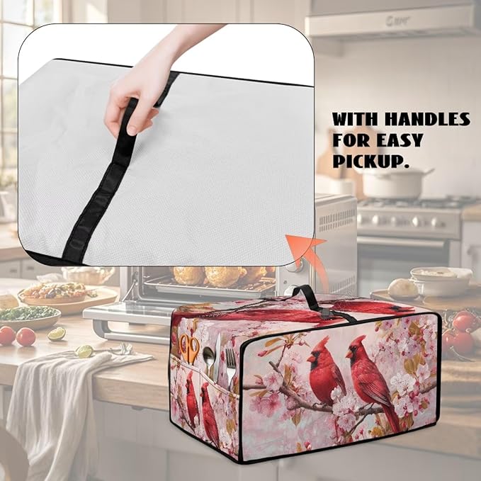 Air Fryer Toaster Smart Oven Dust Cover Cardinal Flower Printed Toaster Oven Cover with Side Pockets for Kitchen Counter Washable Machine M