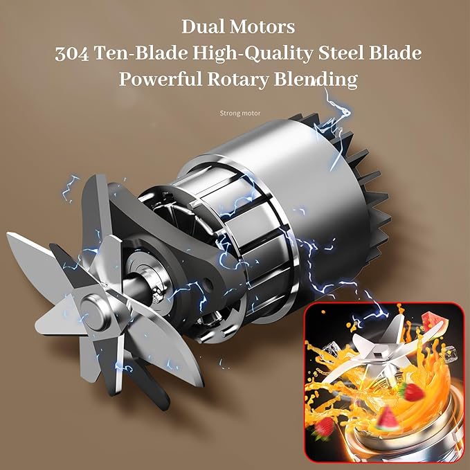 Rechargeable USB Portable Juicer Mixer 18000 RPM 10-Blade Mini Electric Blender 340ML Food-Grade PC Cup with Automatic Cleaning Quick Slurry Discharge for Fresh Fruit Juice/Smoothie Home Use