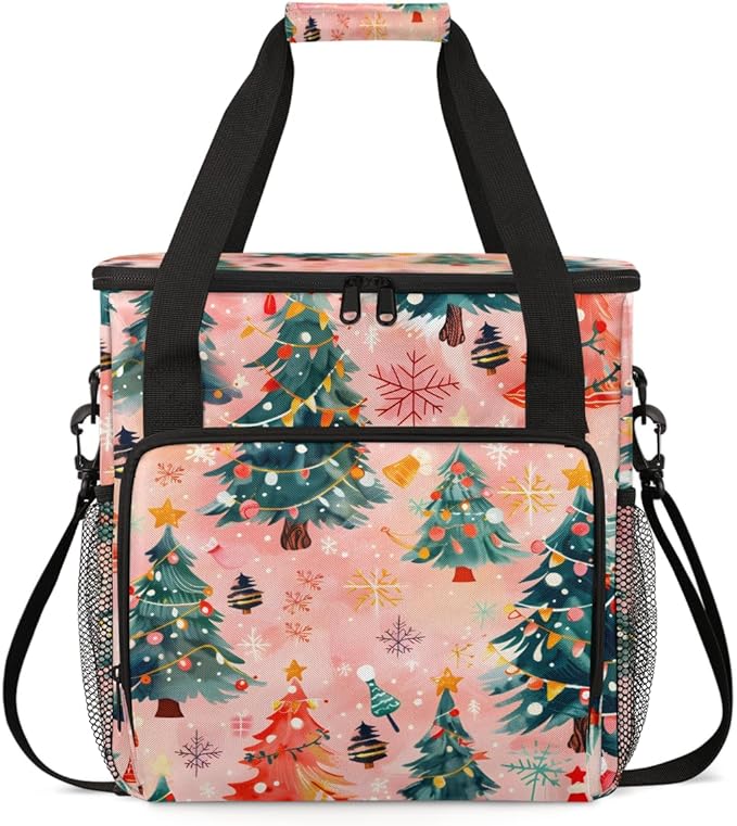 Cute Tree Coffee Maker Carrying Bag Christmas Festivals Travel Storage Bag Compatible with K-Mini or K-Mini Plus Single Serve Coffee Brewer Carrying Case with Multiple Pockets &amp Shoulder Strap