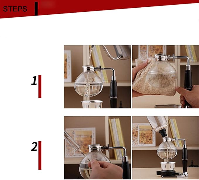 Siphon Glass PotPot Syphon Coffee MakerVacuum Coffee Maker GlassCoffee Machine Filter 2 CupsHigh Temperature Resistant GlassTea Siphon Pot